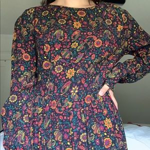 Patterned Long Sleeve Dress